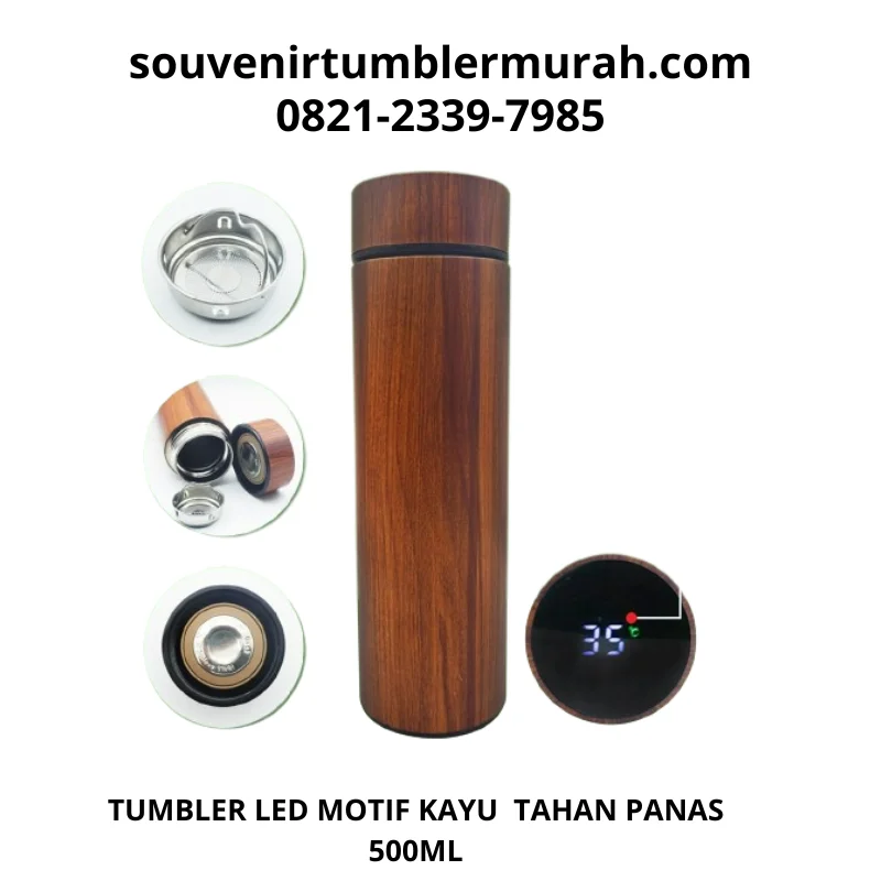 tumbler led custom motif kayu