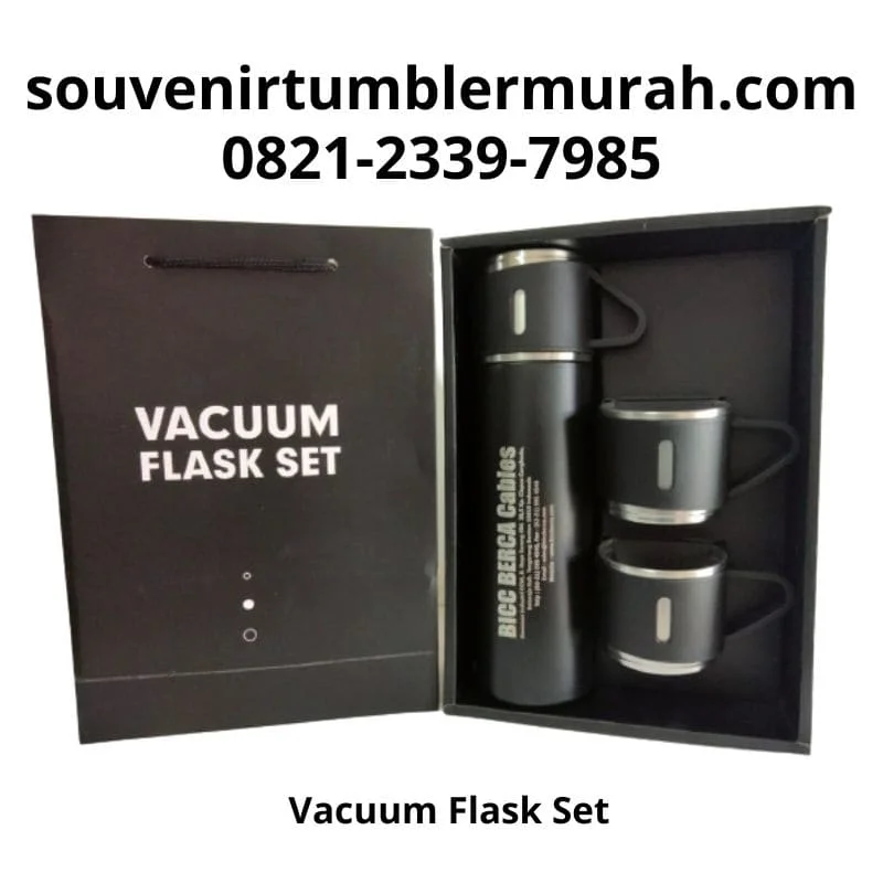 Souvenir Bank Vacuum flask set hitam souvenir tumbler murah